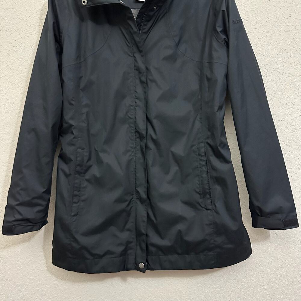 COLUMBIA Rain Jacket Black Omni-Tech Breathable Waterproof Hooded - Picture 5 of 11